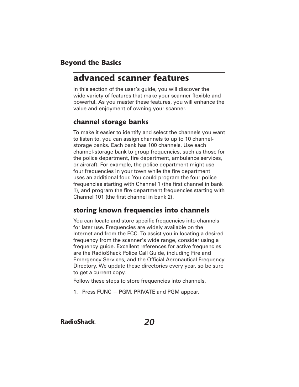 Advanced scanner features | Radio Shack PRO-2051 User Manual | Page 20 / 84