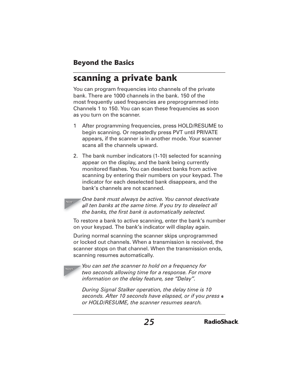 Scanning a private bank, Beyond the basics | Radio Shack PRO-2051 User Manual | Page 25 / 84