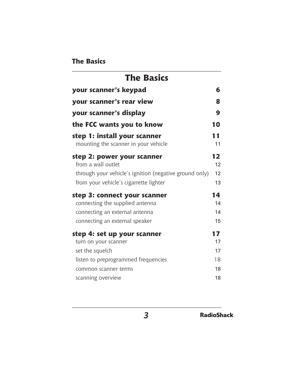 The basics | Radio Shack PRO-2051 User Manual | Page 3 / 84