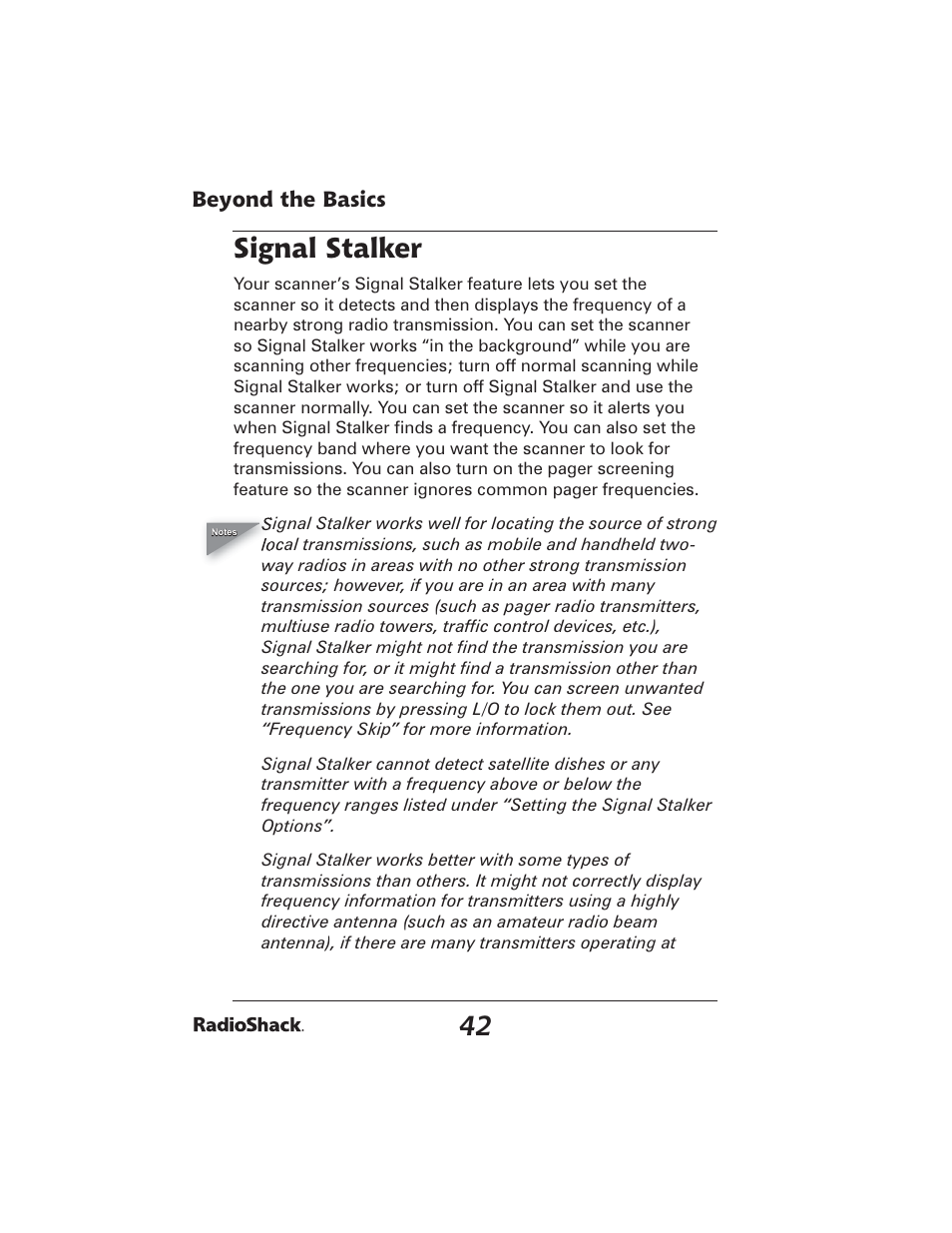 Signal stalker | Radio Shack PRO-2051 User Manual | Page 42 / 84