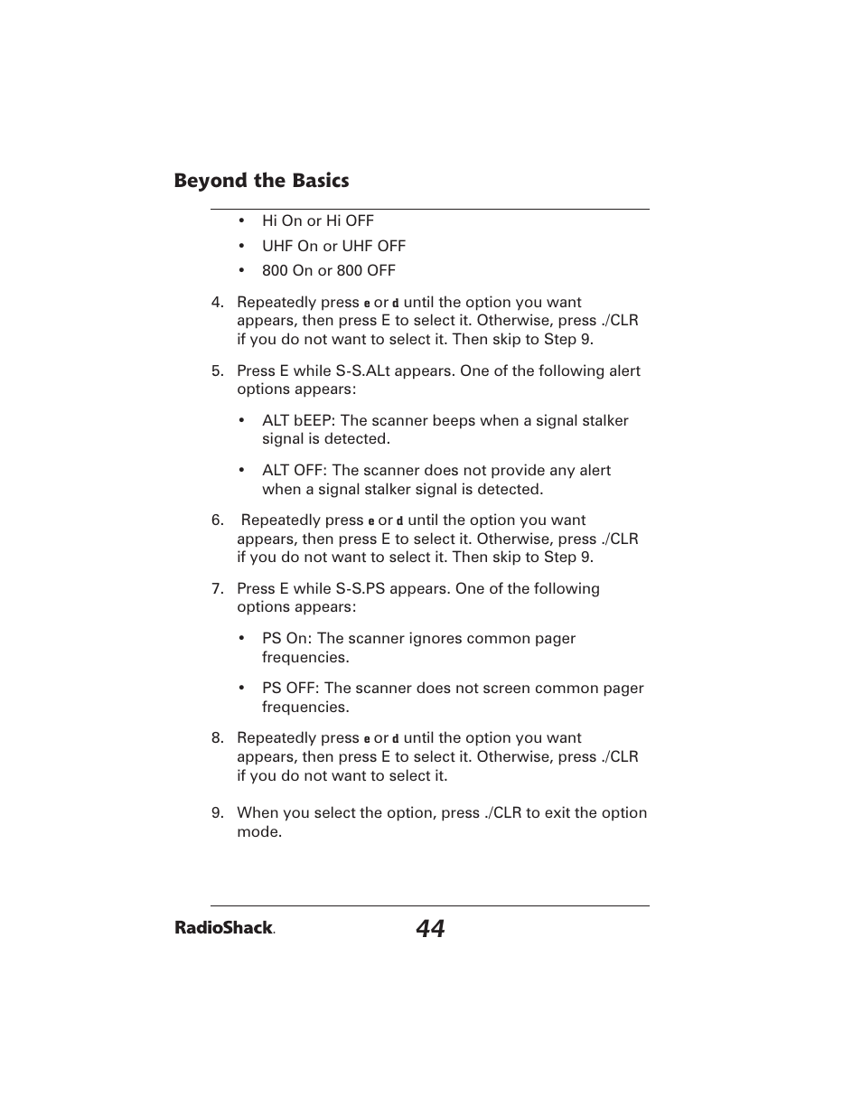 Beyond the basics | Radio Shack PRO-2051 User Manual | Page 44 / 84