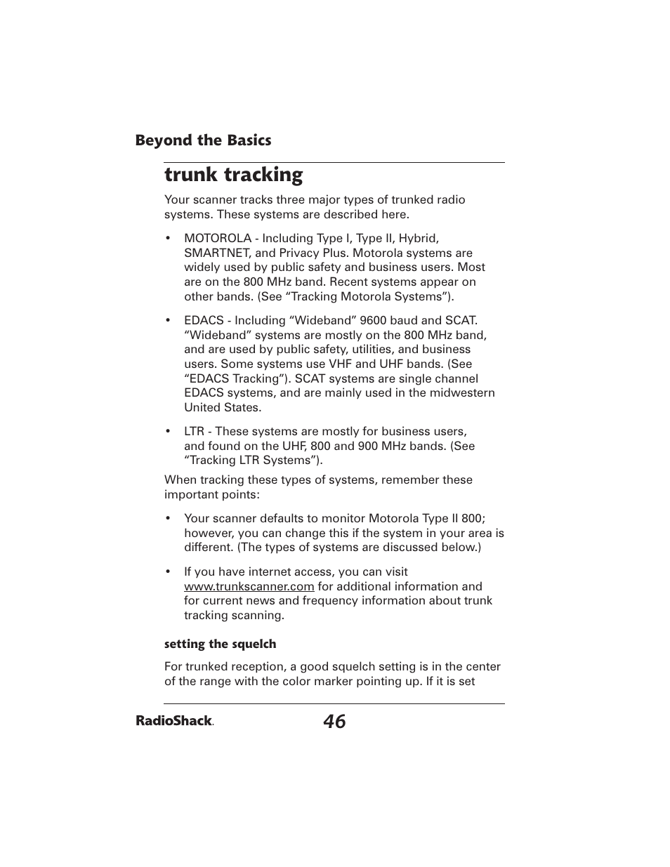 Trunk tracking | Radio Shack PRO-2051 User Manual | Page 46 / 84