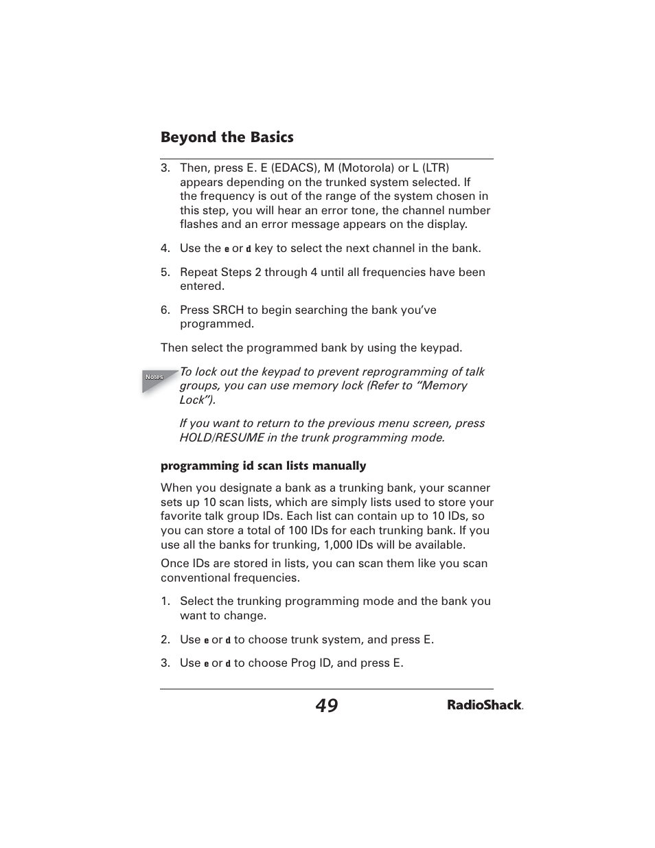 Beyond the basics | Radio Shack PRO-2051 User Manual | Page 49 / 84