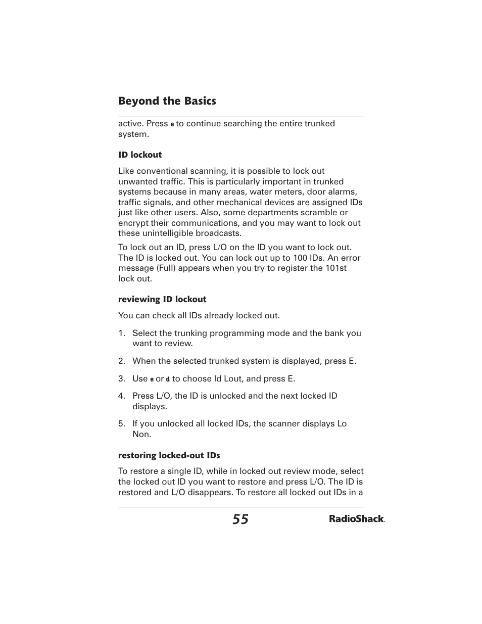 Beyond the basics | Radio Shack PRO-2051 User Manual | Page 55 / 84