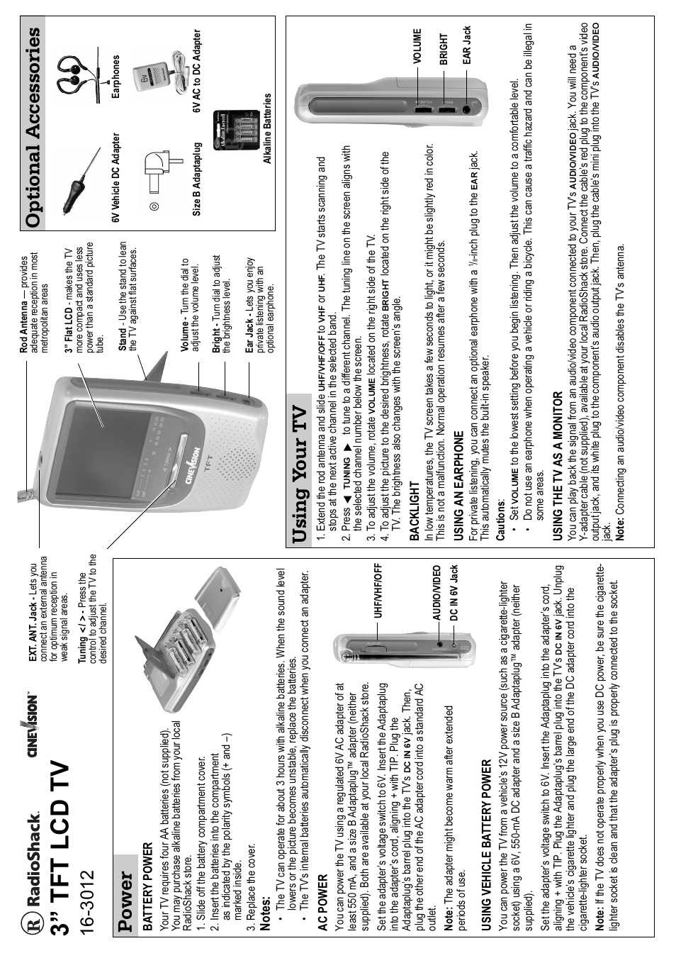 Radio Shack 16-3012 User Manual | 2 pages