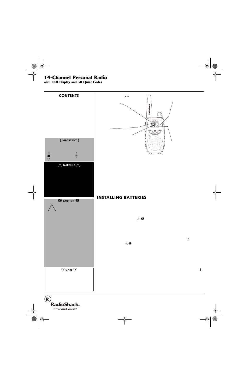 Radio Shack 21-1863 User Manual | 4 pages