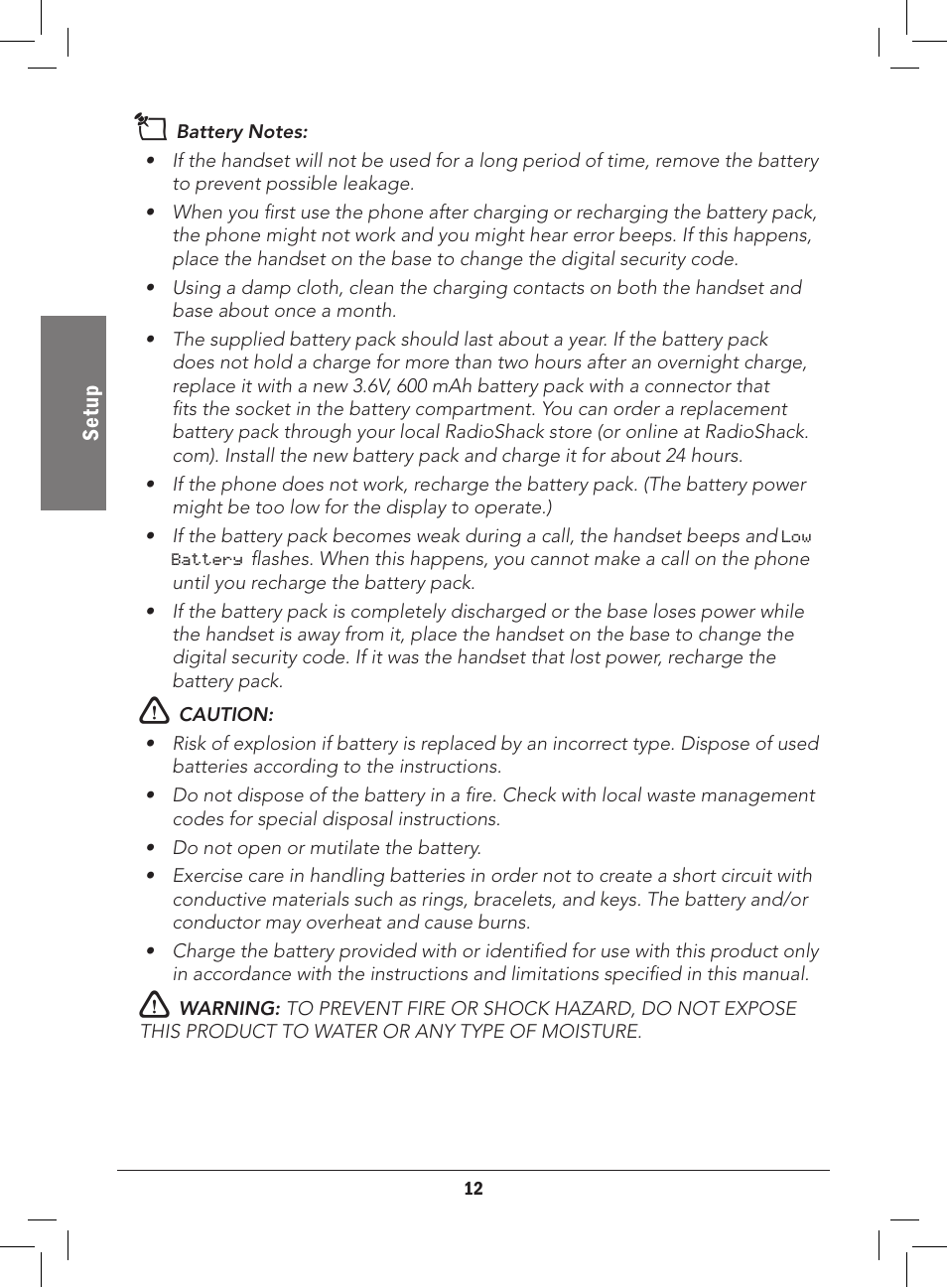 Radio Shack 43-3577 User Manual | Page 12 / 36