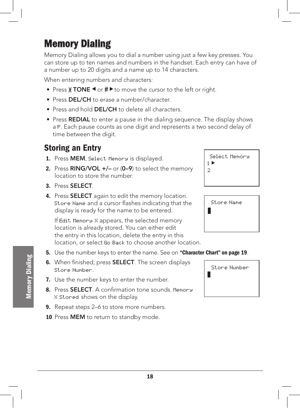 Storing an entry | Radio Shack 43-3577 User Manual | Page 18 / 36