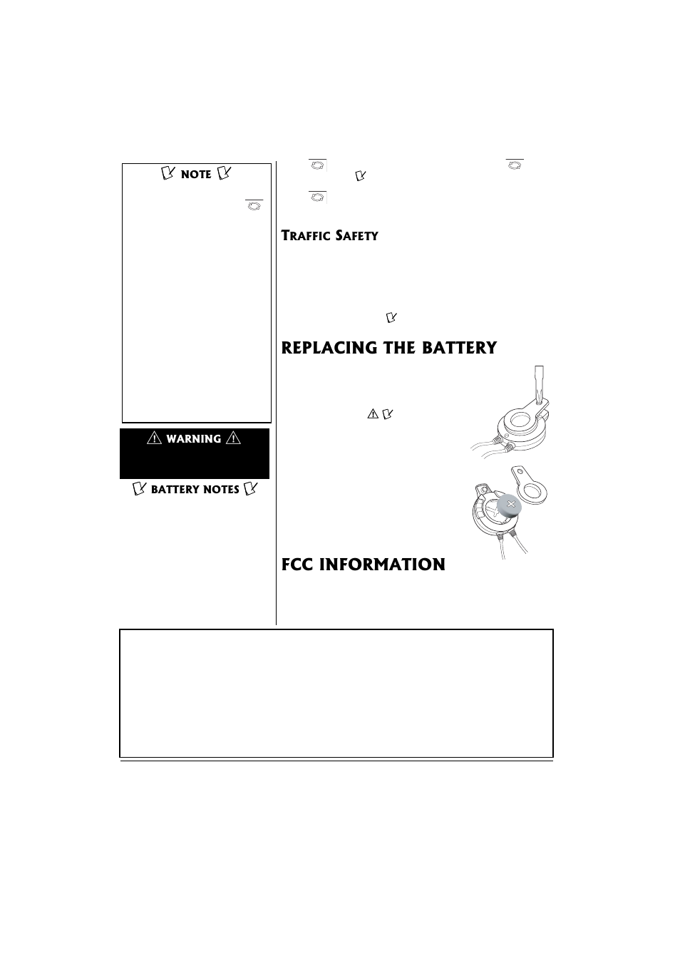 Replacing the battery, Fcc information | Radio Shack 17-890 User Manual | Page 2 / 2
