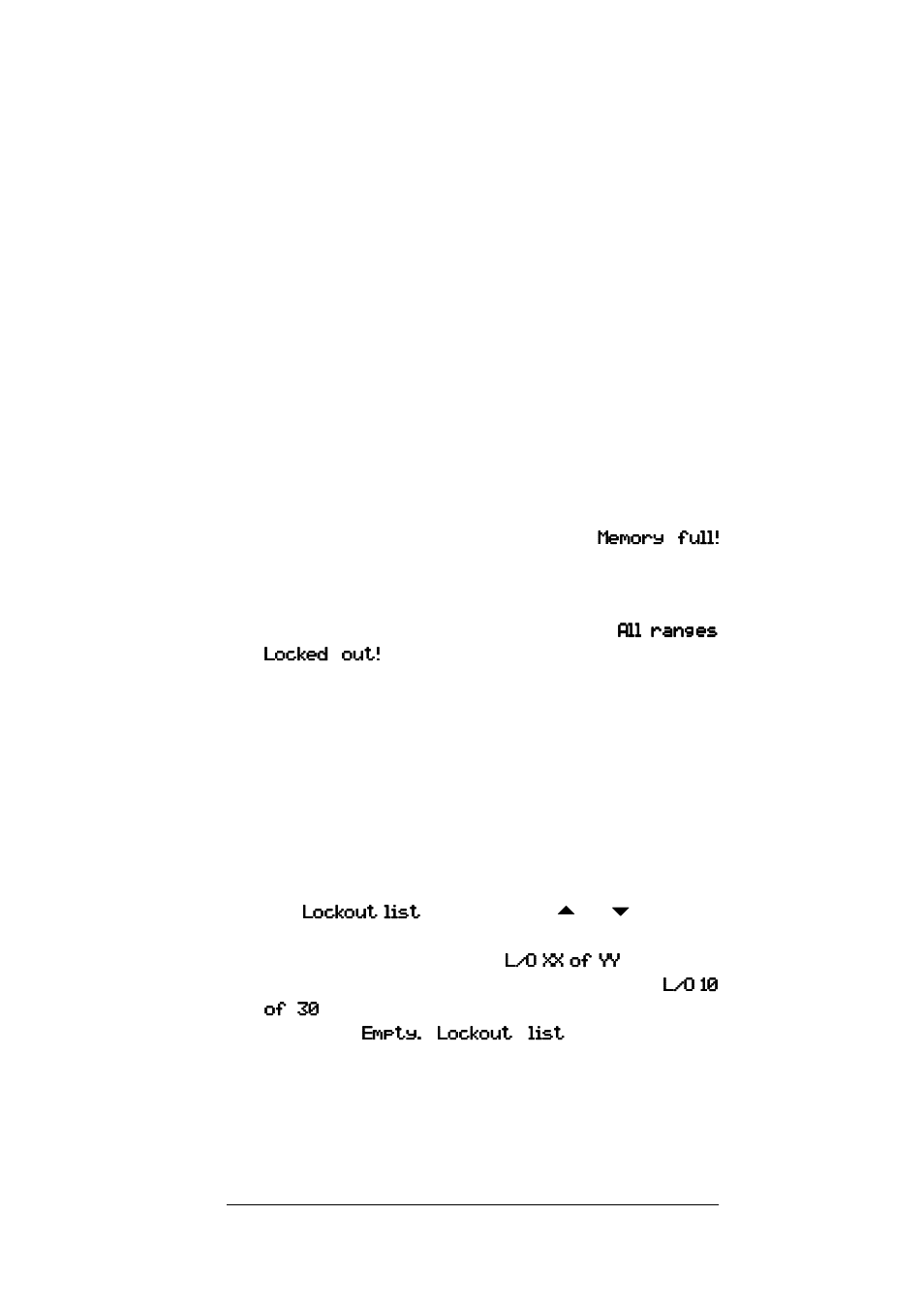 Reviewing the lock-out channels, Locking out frequencies, Reviewing locked-out frequencies | Radio Shack PRO-93 User Manual | Page 43 / 84