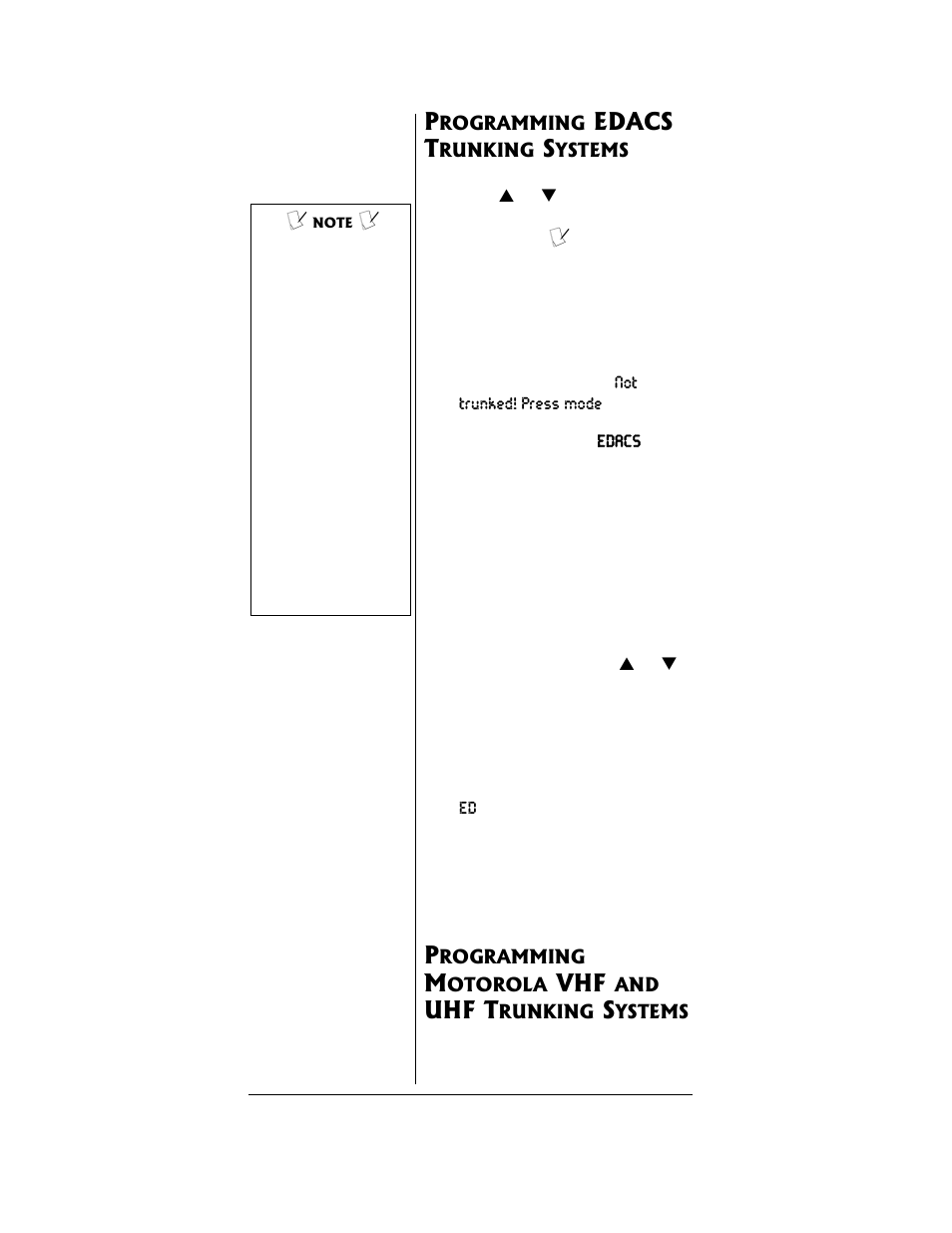 Edacs t, Uhf t | Radio Shack PRO-96 User Manual | Page 34 / 124