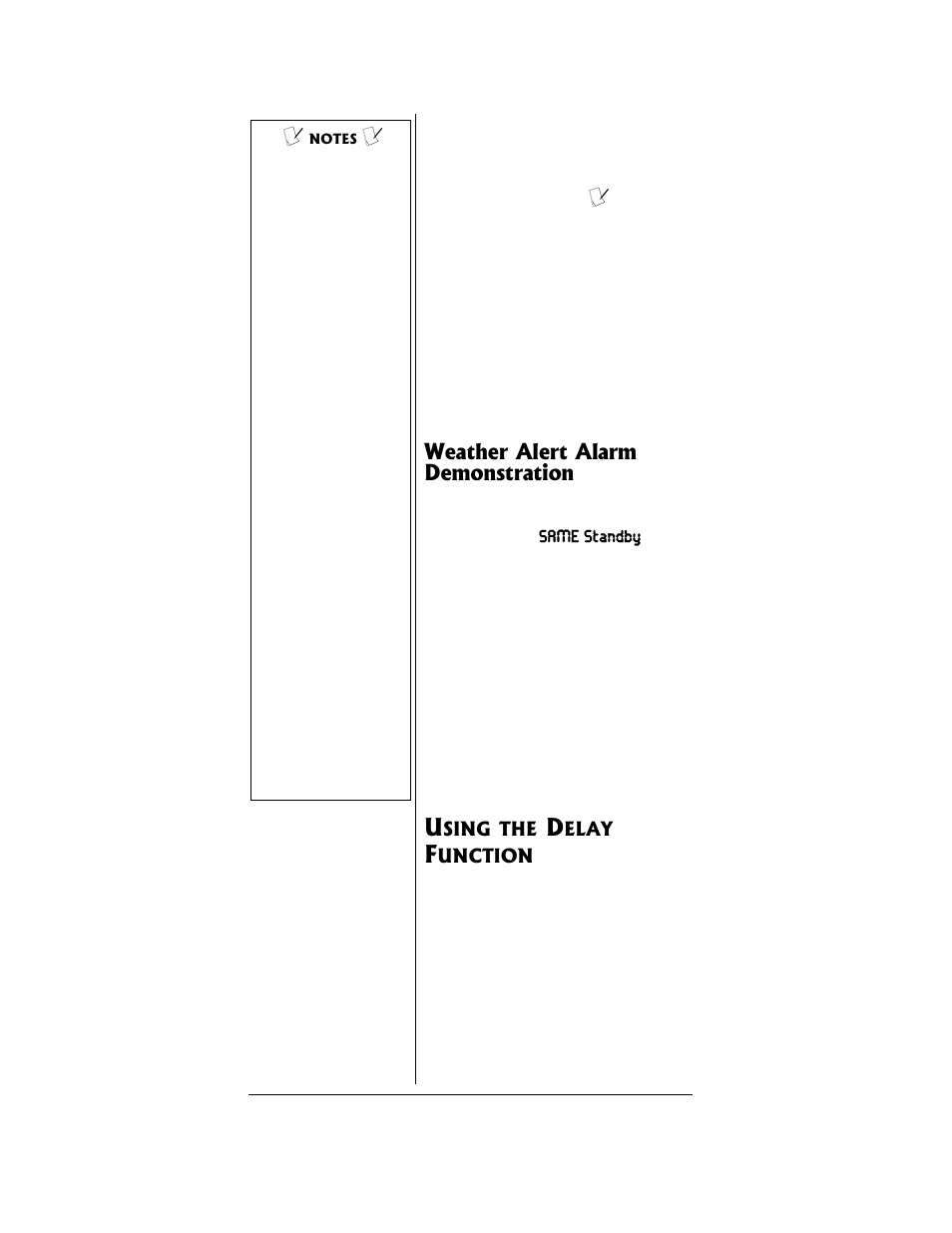 Using the delay function, Weather alert alarm demonstration | Radio Shack PRO-96 User Manual | Page 66 / 124