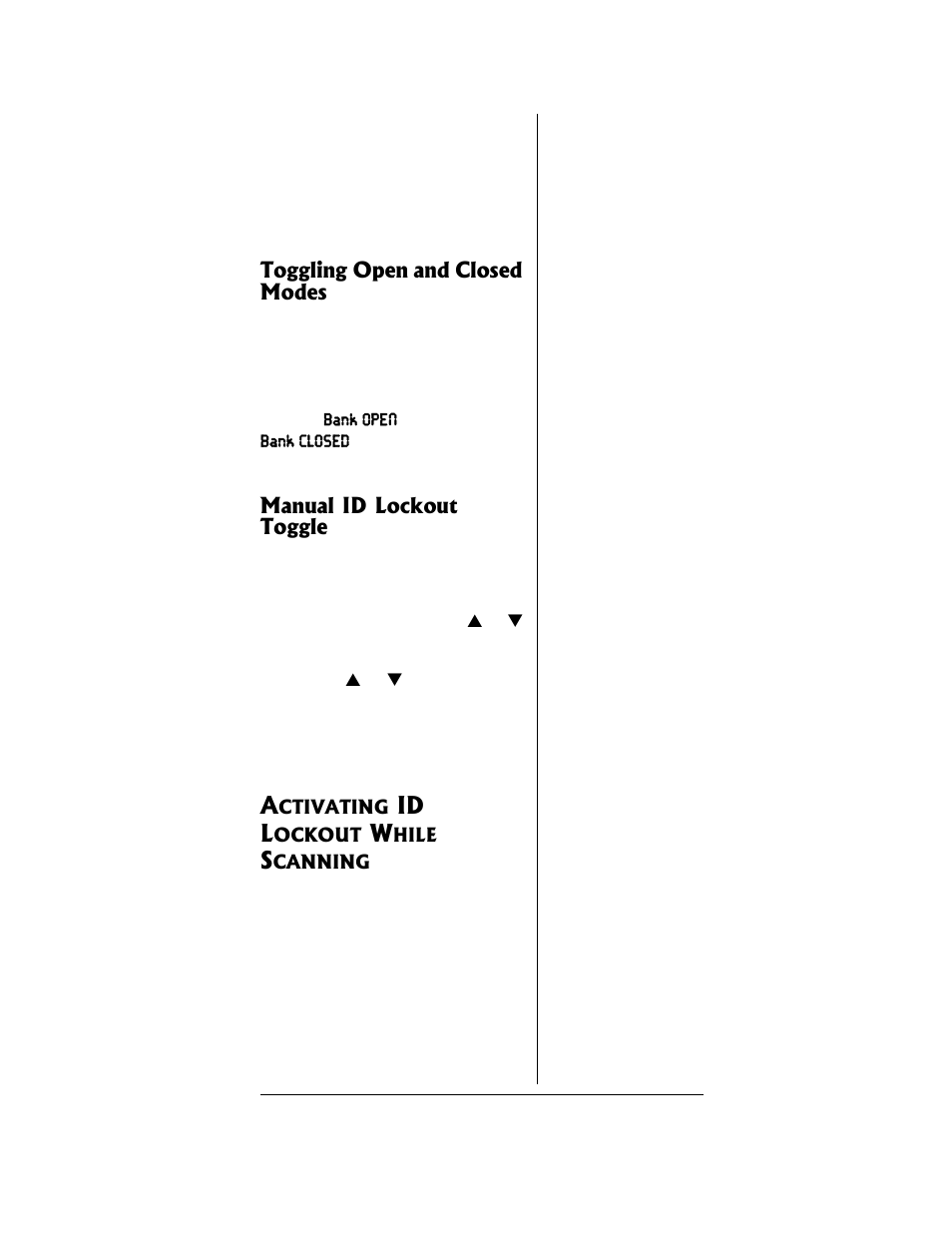 Activating id lockout while scanning, Id l | Radio Shack PRO-96 User Manual | Page 89 / 124