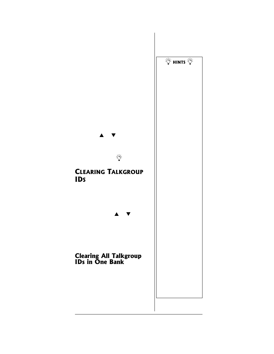 Clearing talkgroup ids, Clearing all talkgroup ids in one bank | Radio Shack PRO-96 User Manual | Page 91 / 124