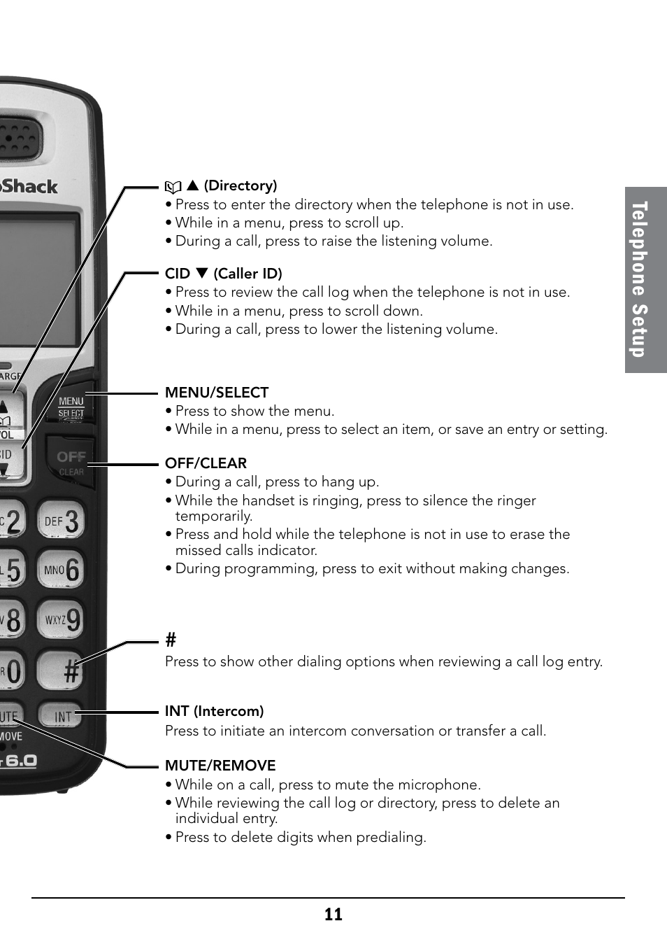 Te le ph on e s et up | Radio Shack 43-326 User Manual | Page 11 / 48