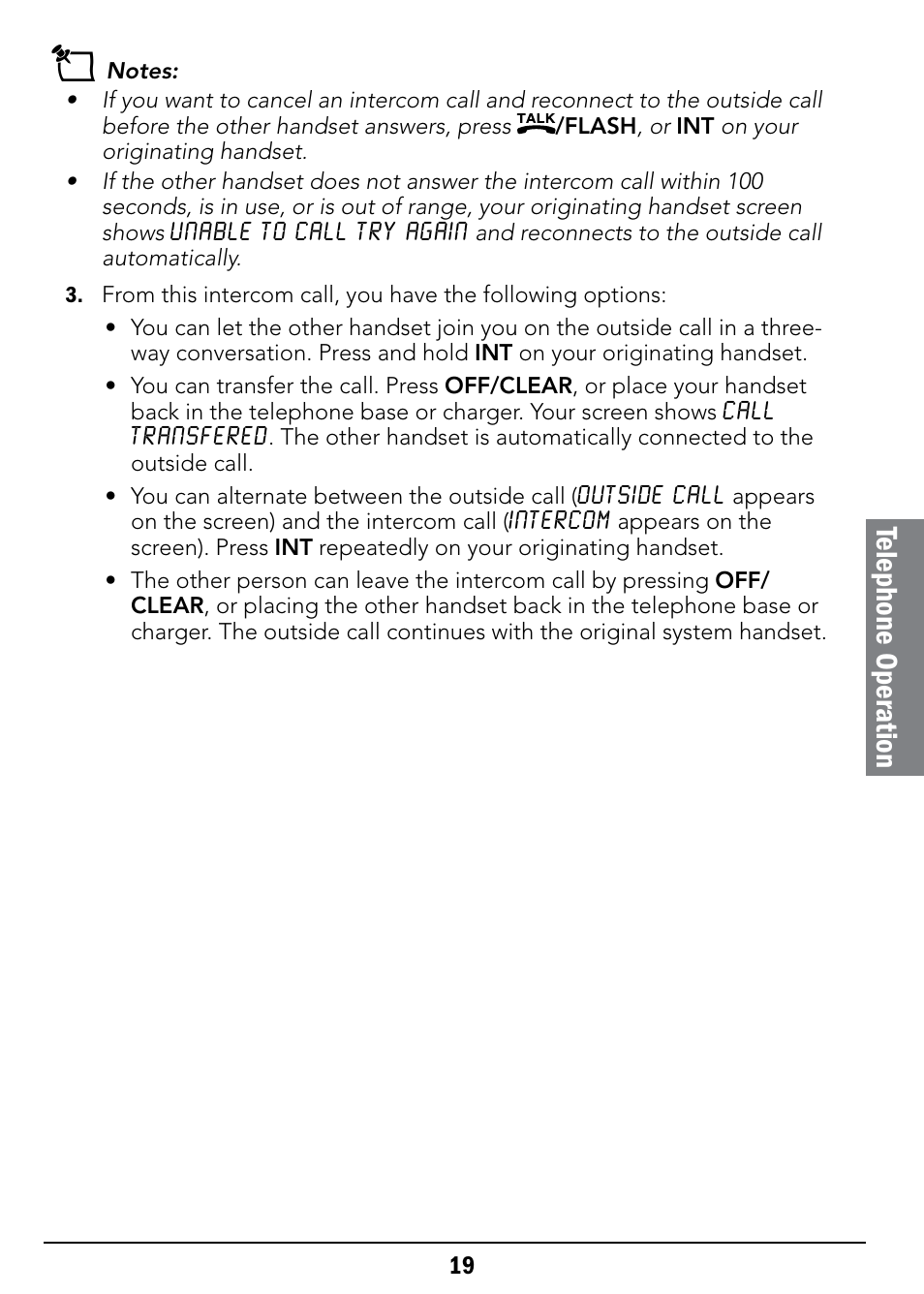 Telephone oper ation | Radio Shack 43-326 User Manual | Page 19 / 48