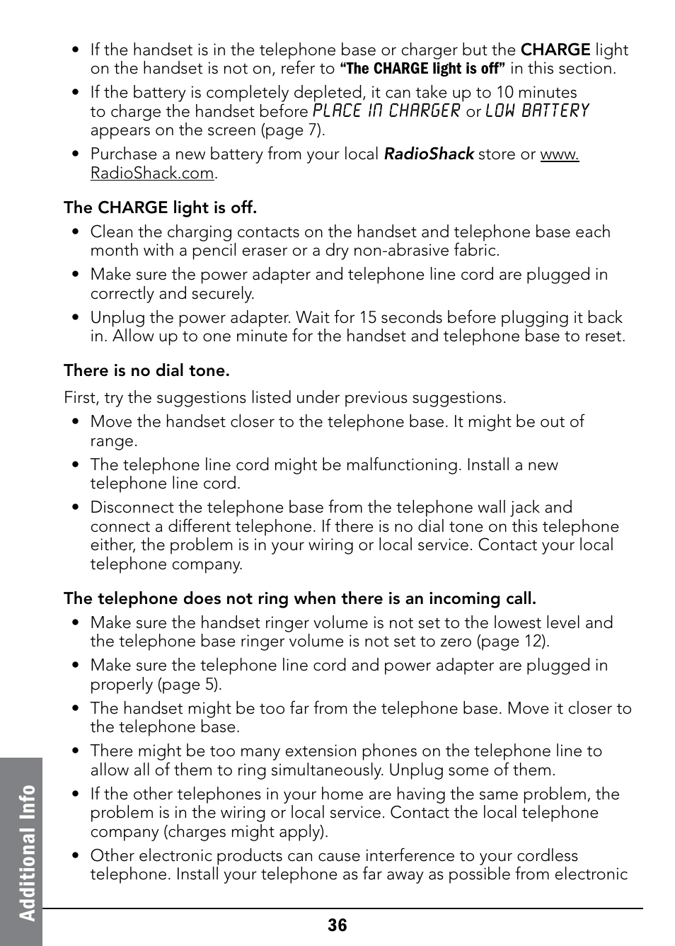 Ad di ti on al i nf o | Radio Shack 43-326 User Manual | Page 36 / 48