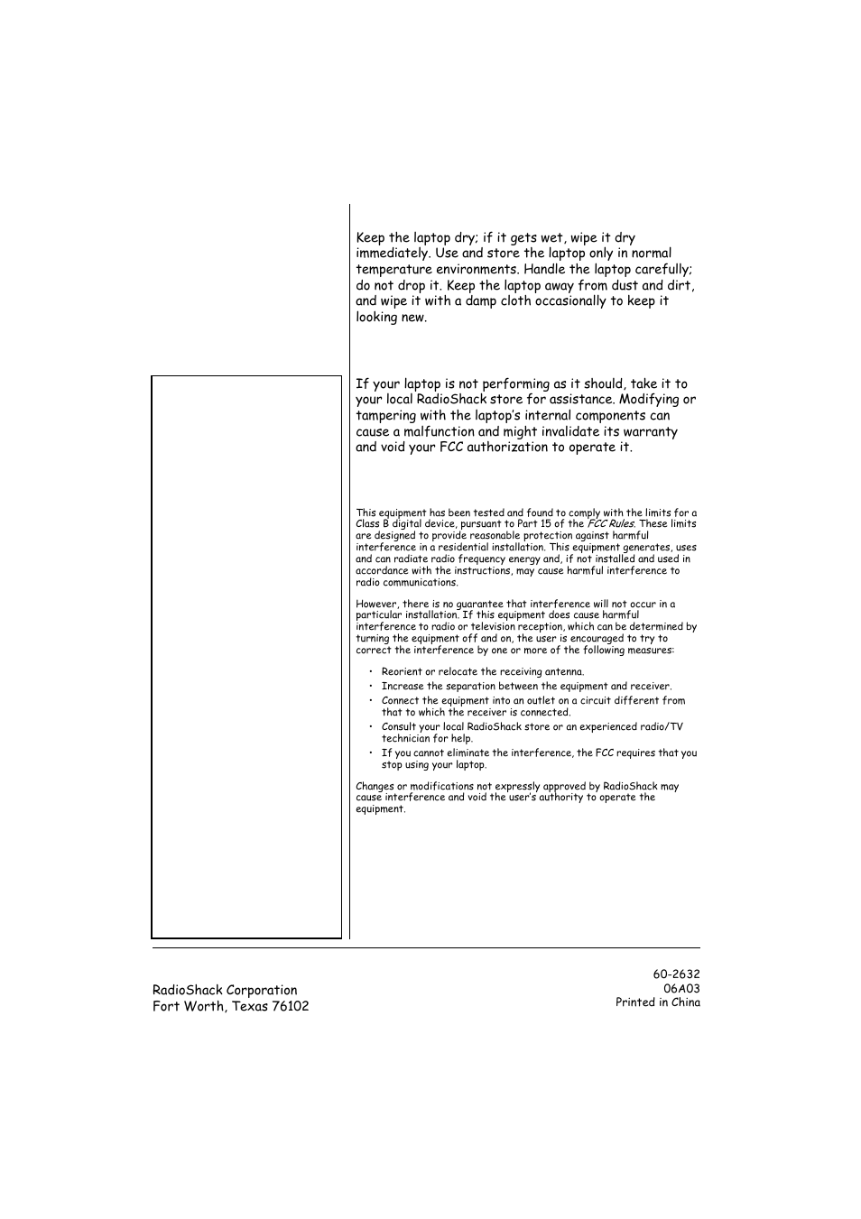 Care, Service and repair, The fcc wants you to know | Radio Shack 60-2632 User Manual | Page 16 / 16