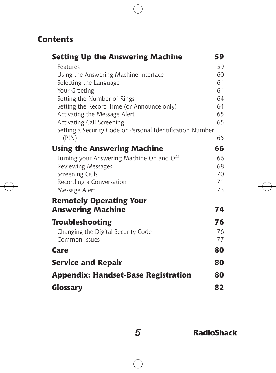 Radio Shack 43-142 User Manual | Page 5 / 88