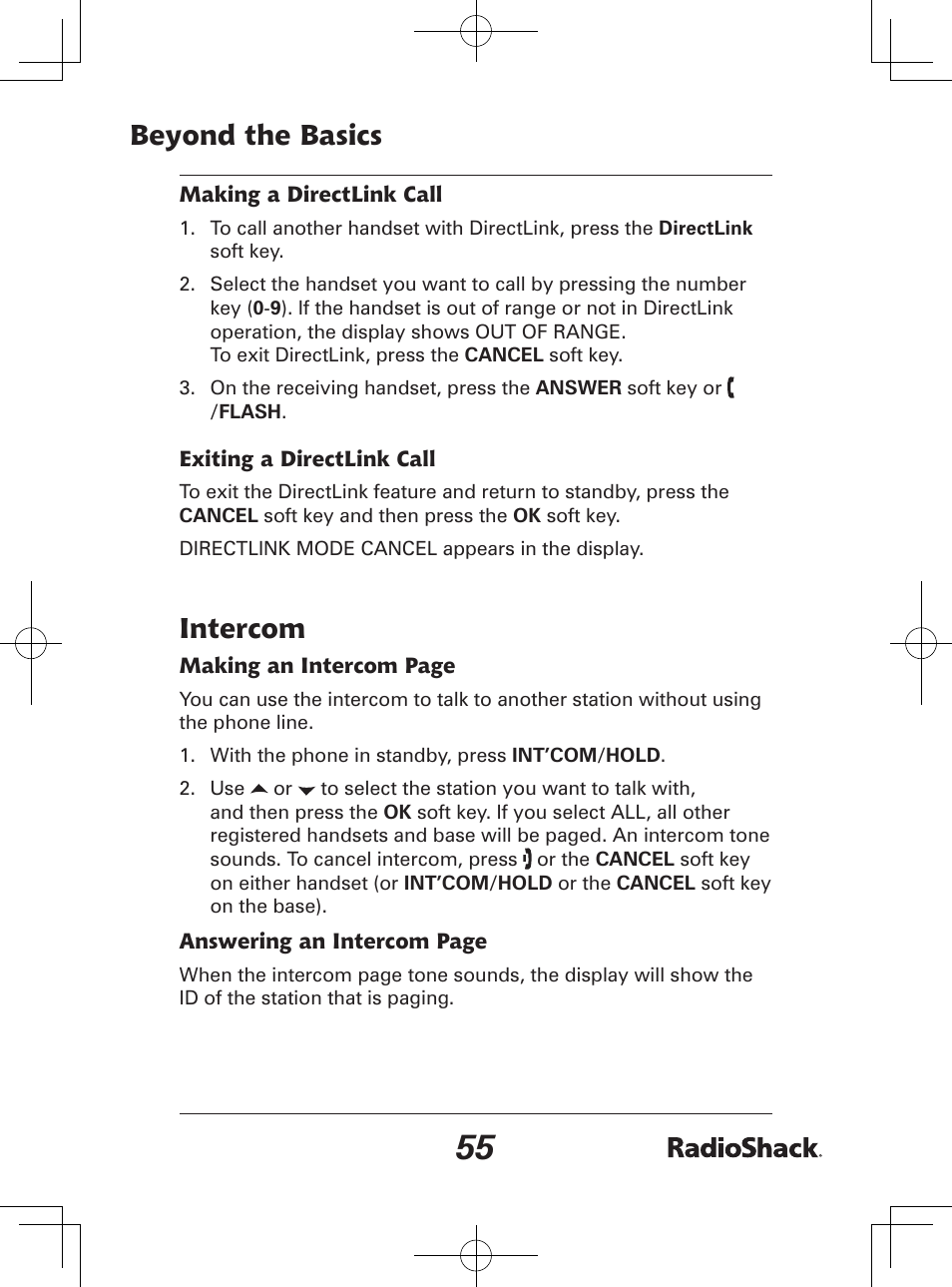 Beyond the basics, Intercom | Radio Shack 43-142 User Manual | Page 55 / 88