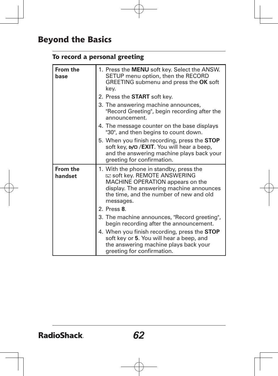 Beyond the basics | Radio Shack 43-142 User Manual | Page 62 / 88