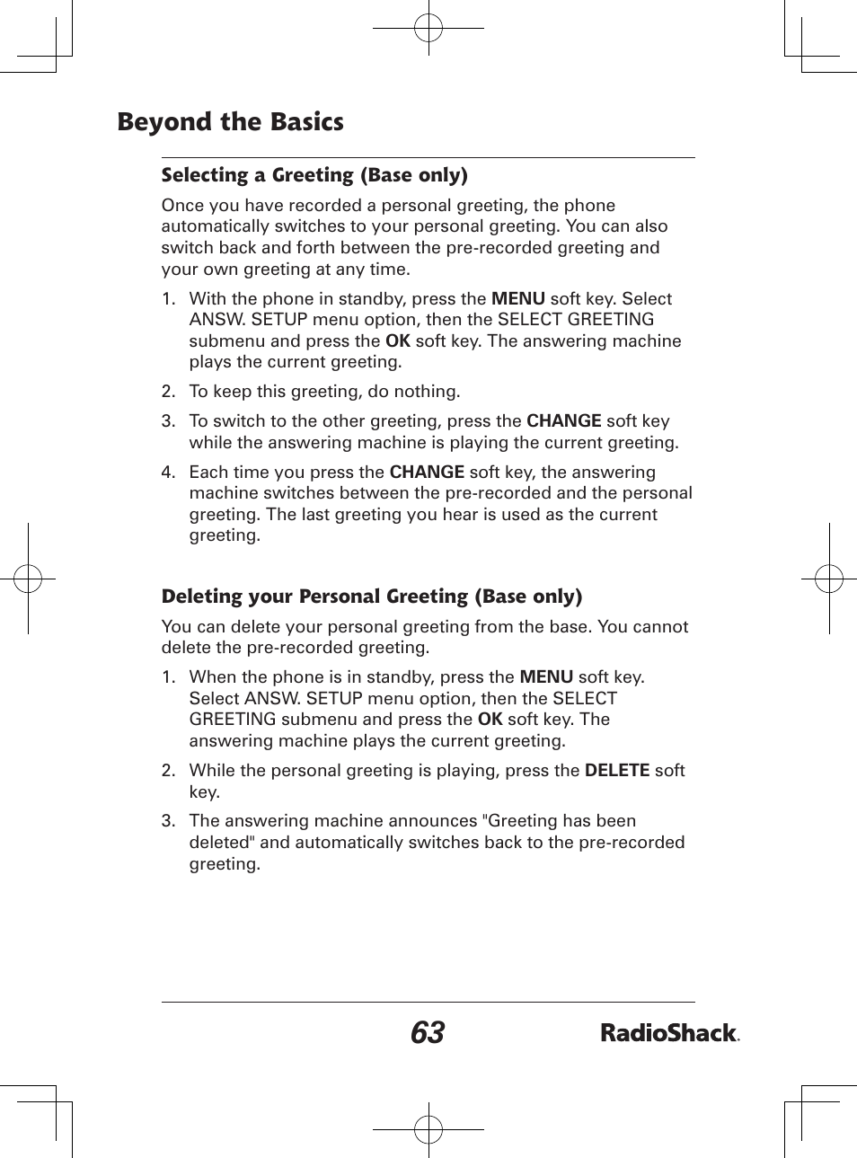 Beyond the basics | Radio Shack 43-142 User Manual | Page 63 / 88