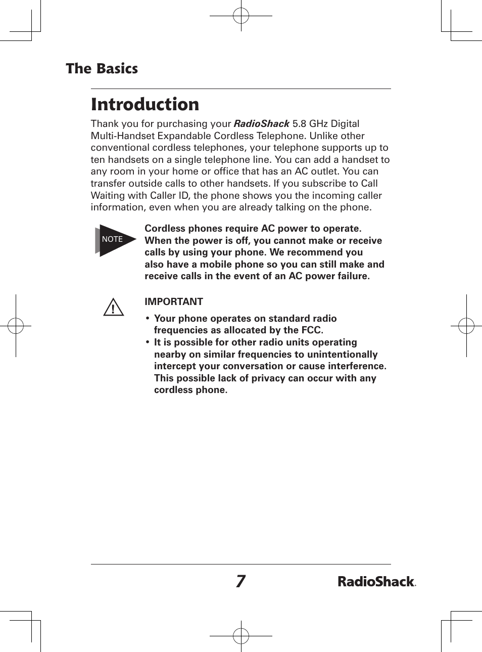 Introduction, The basics | Radio Shack 43-142 User Manual | Page 7 / 88