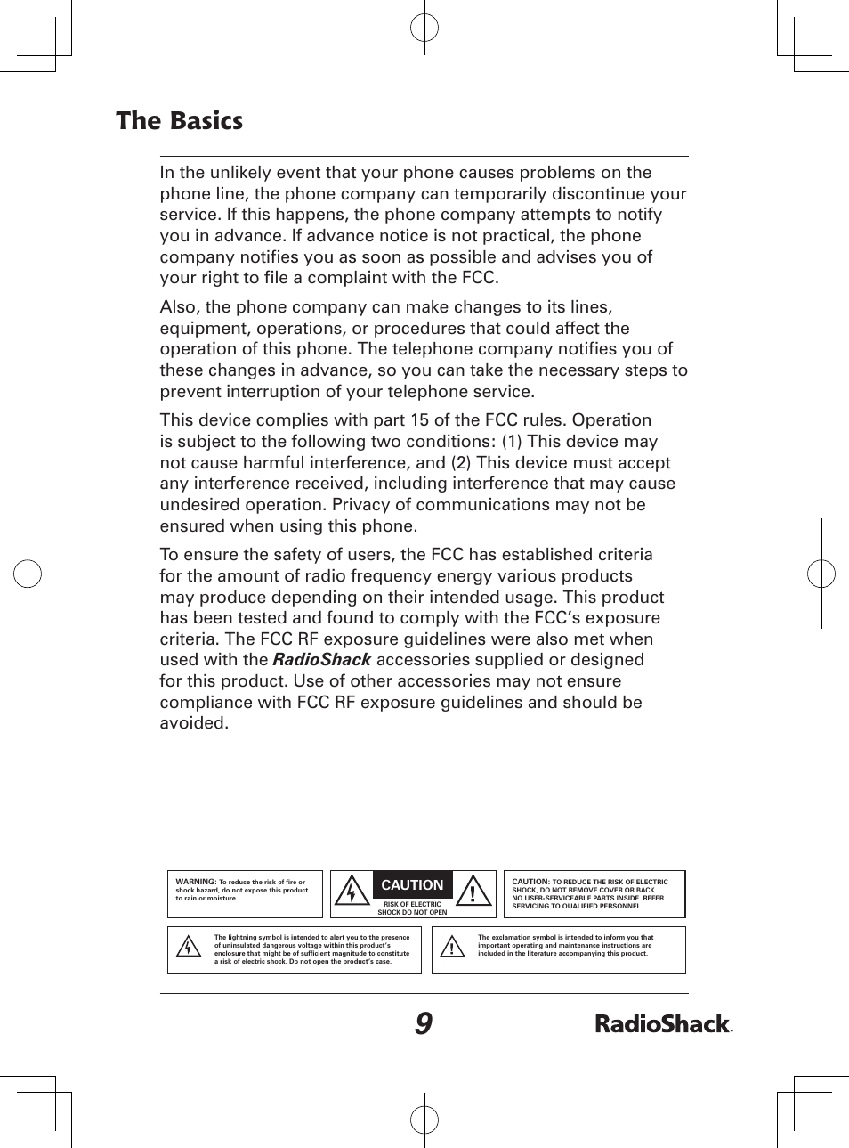 The basics | Radio Shack 43-142 User Manual | Page 9 / 88