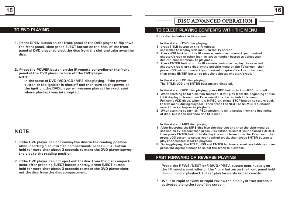 Disc advanced operation | Radio Shack PLDVD188 User Manual | Page 16 / 16