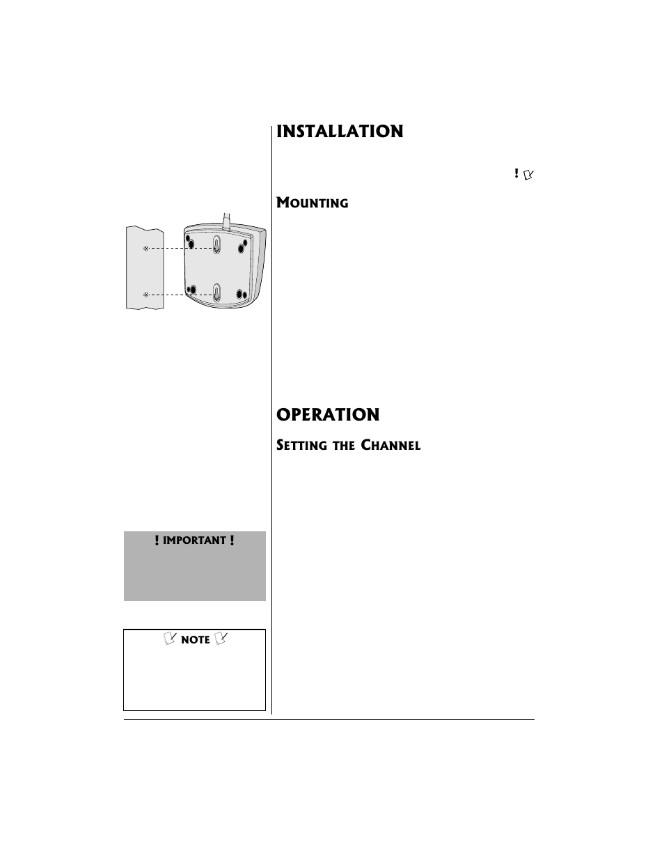 Installation, Operation | Radio Shack 43-3106 User Manual | Page 2 / 4