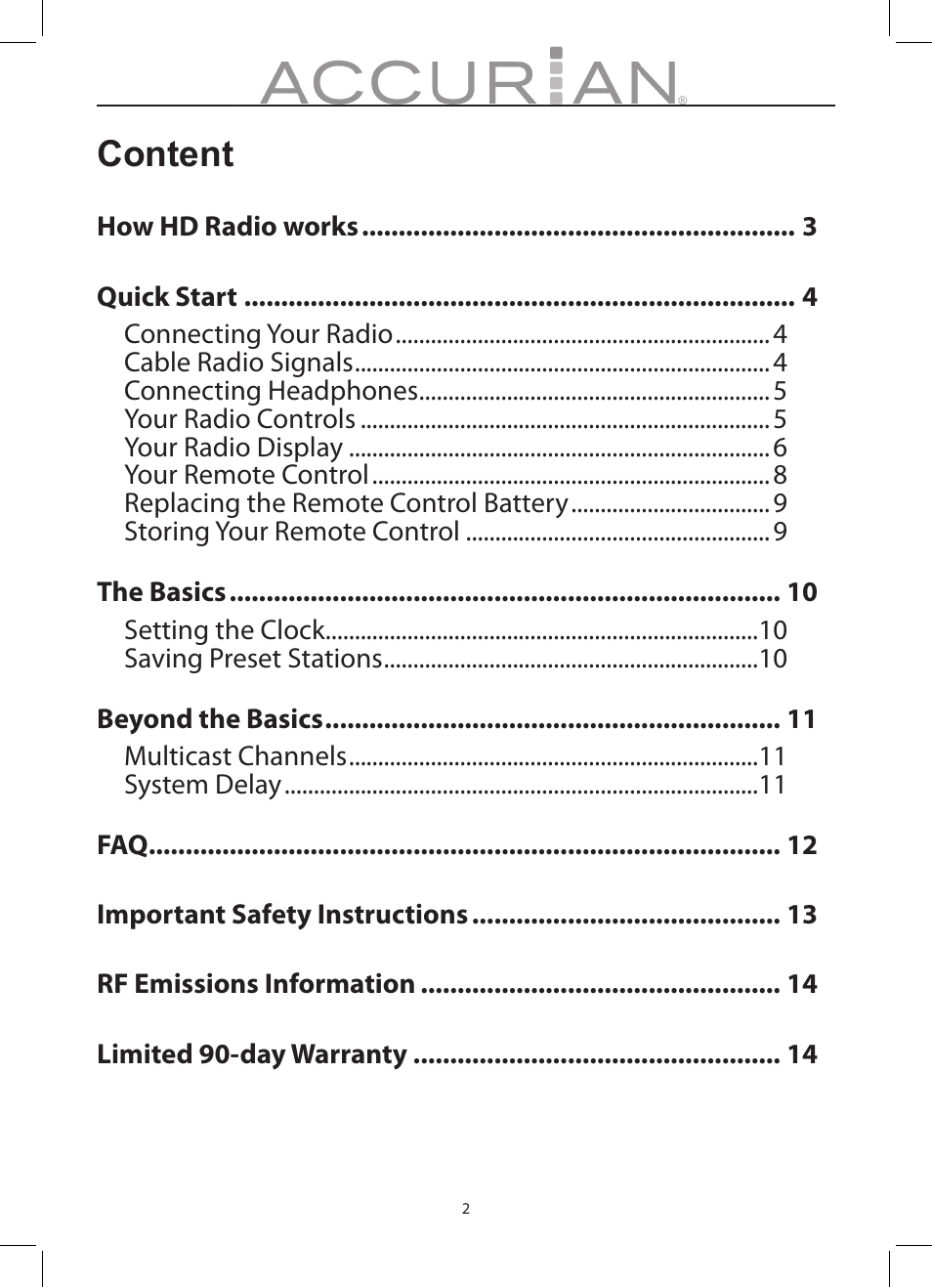 Content | Radio Shack 12-1686 User Manual | Page 2 / 14