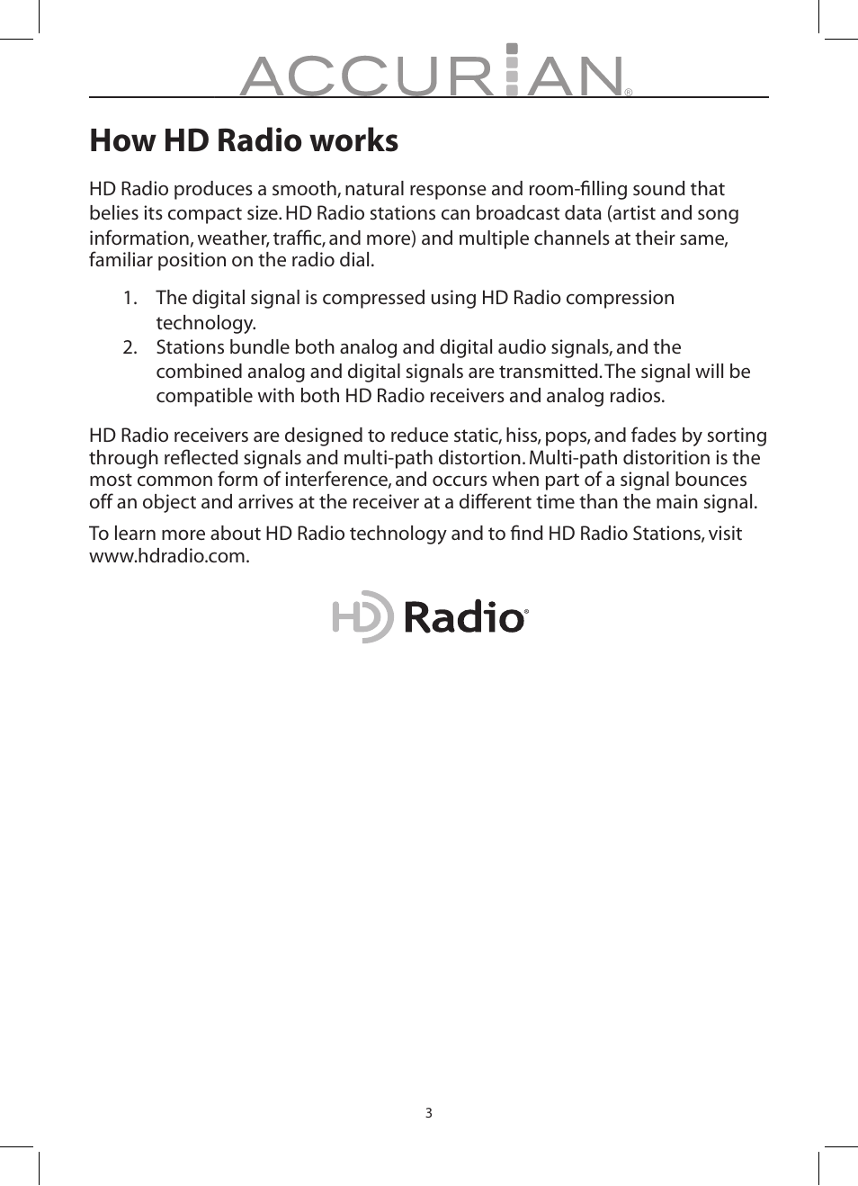 How hd radio works | Radio Shack 12-1686 User Manual | Page 3 / 14