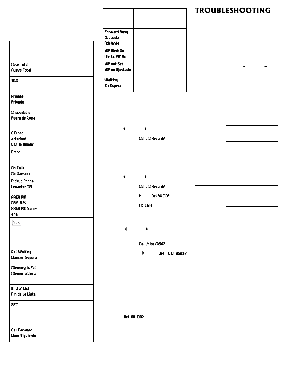 Deleting caller id records troubleshooting care, Caller id messages deleting caller id records, Care | Radio Shack 43-3803 User Manual | Page 7 / 8