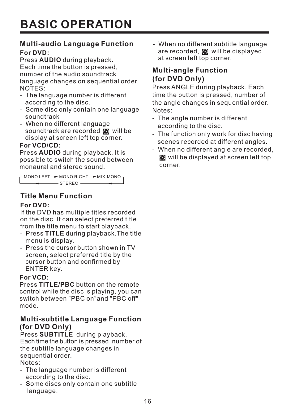 Basic operation | Radio Shack PLD187V User Manual | Page 17 / 24