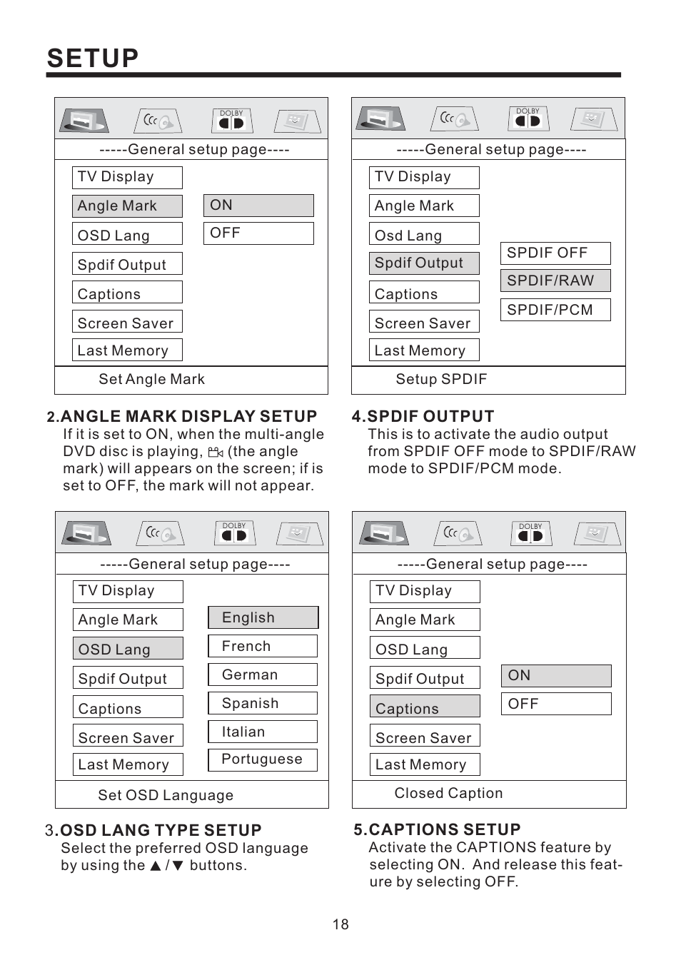 Setup | Radio Shack PLD187V User Manual | Page 19 / 24