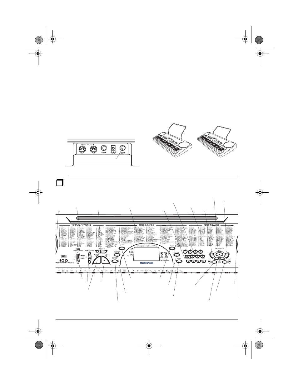 A quick look at your keyboard, Connecting an external amplifier, Using the sheet music stand | Radio Shack MD-981 User Manual | Page 8 / 36