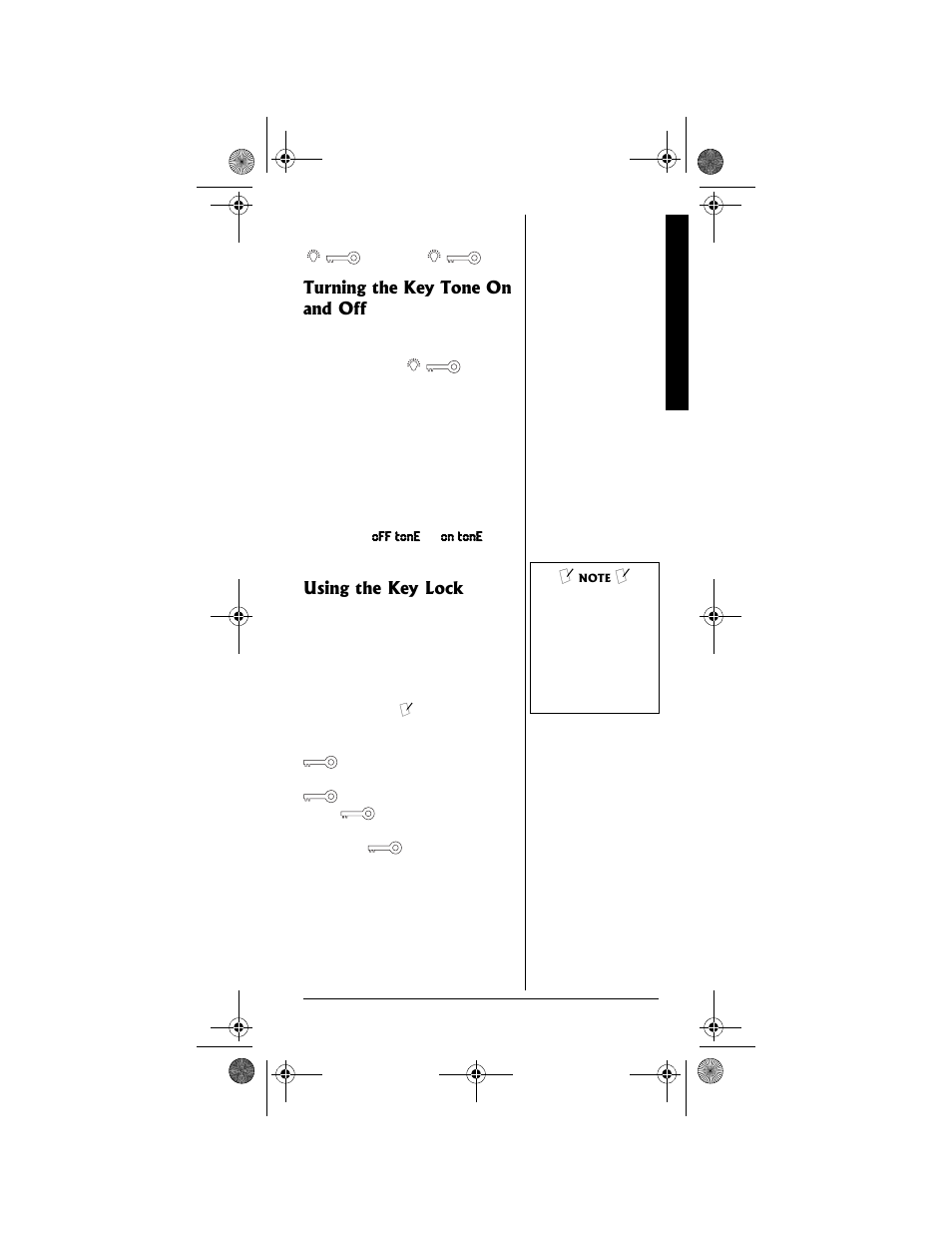 6wtpkpi"vjg"-g["6qpg"1p" cpf"1hh, 7ukpi"vjg"-g[".qem | Radio Shack PRO-82 User Manual | Page 37 / 56