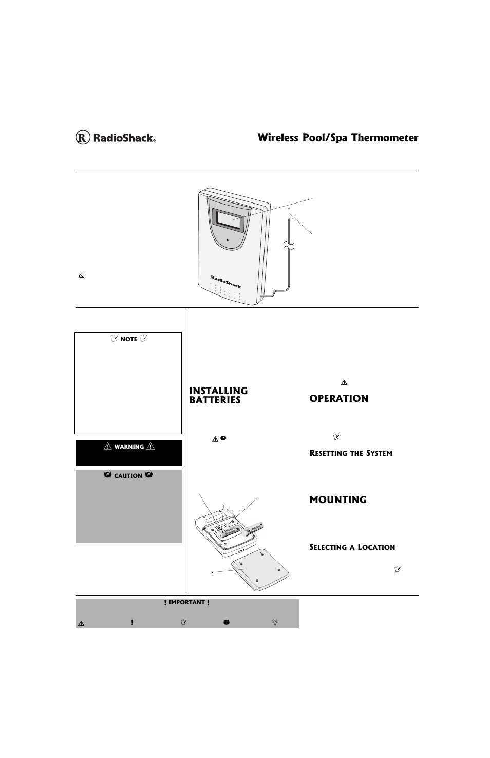 Radio Shack 63-1037 User Manual | 2 pages