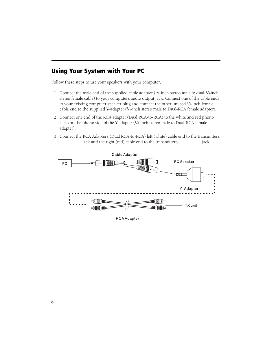 Using your system with your pc | Radio Shack Speaker User Manual | Page 6 / 12