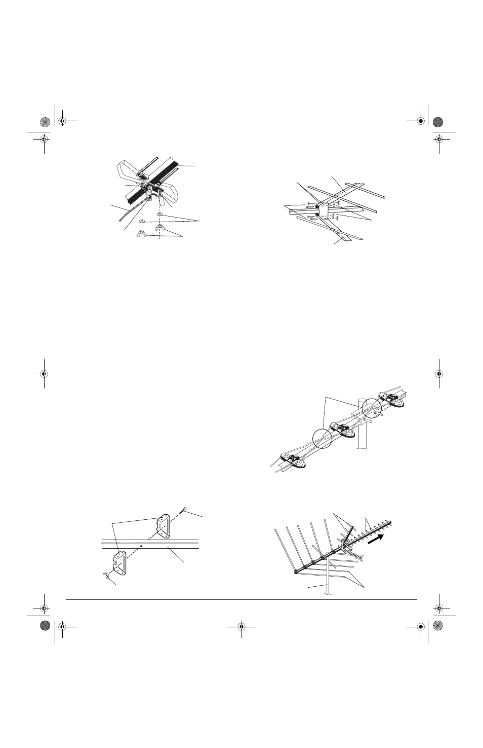 Unfolding the antenna’s elements, Attaching to the mast, Using twin-lead cable | Radio Shack VU-110XR User Manual | Page 2 / 4