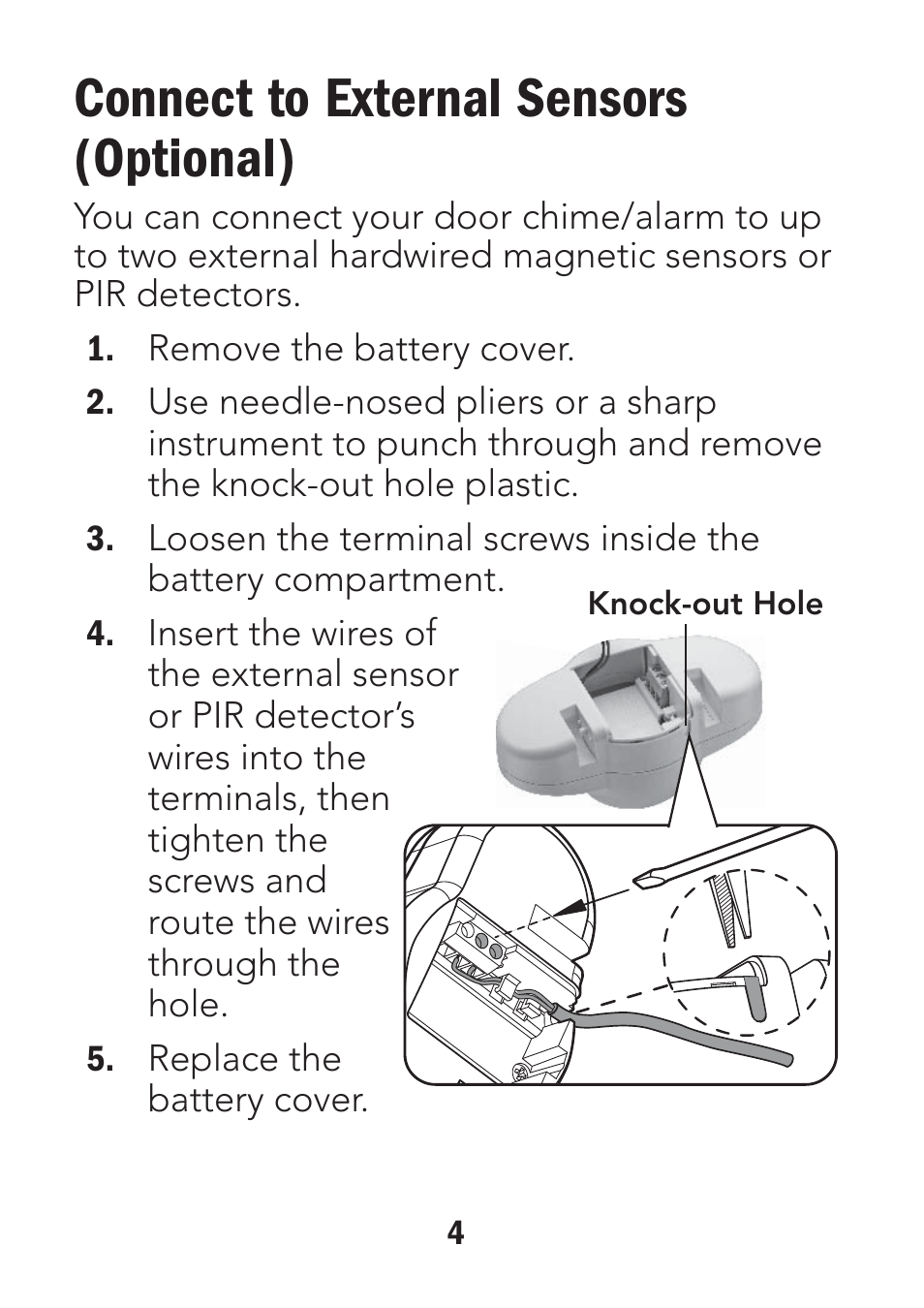 Connect to external sensors (optional) | Radio Shack 49-426 User Manual | Page 4 / 10