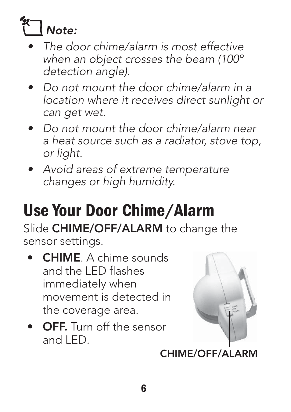 Use your door chime/alarm | Radio Shack 49-426 User Manual | Page 6 / 10