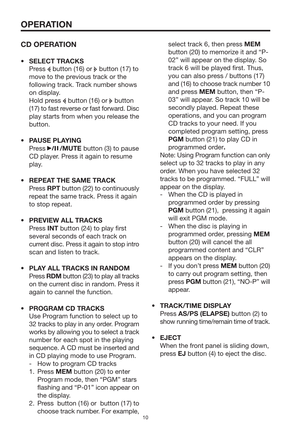 Operation | Radio Shack PLCD15MR User Manual | Page 10 / 14