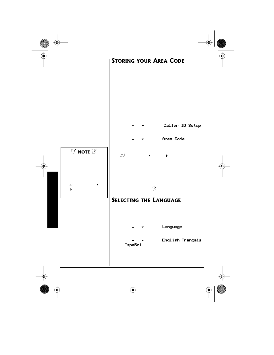 Storing your area code selecting the language | Radio Shack 43-3815/43-3898 User Manual | Page 14 / 48