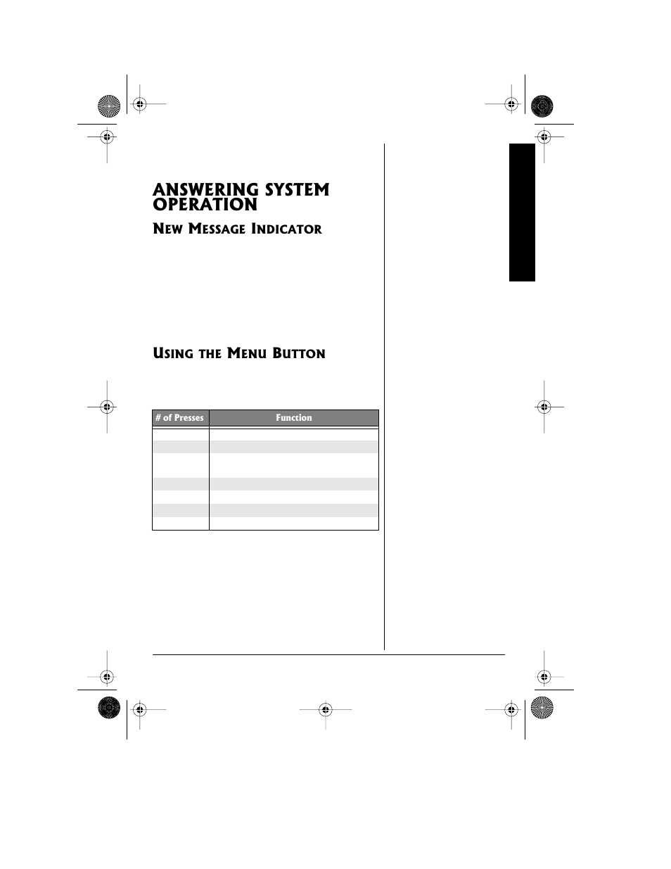 Answering system operation, New message indicator using the menu button | Radio Shack 43-3815/43-3898 User Manual | Page 33 / 48