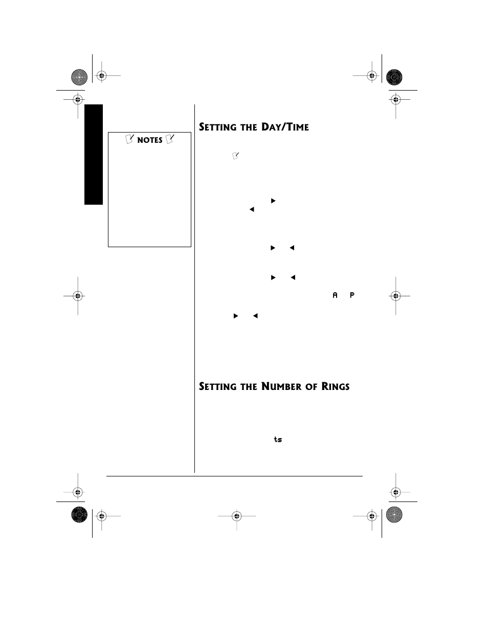 Setting the day/time setting the number of rings | Radio Shack 43-3815/43-3898 User Manual | Page 34 / 48