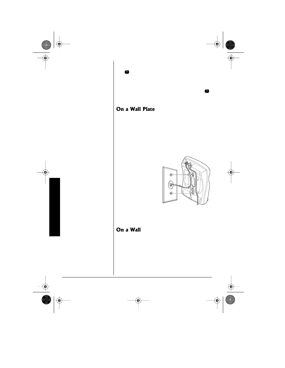 On a wall plate, On a wall | Radio Shack 43-3815/43-3898 User Manual | Page 8 / 48