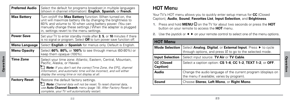 Hot menu | Radio Shack Auvio 16-923 User Manual | Page 12 / 19