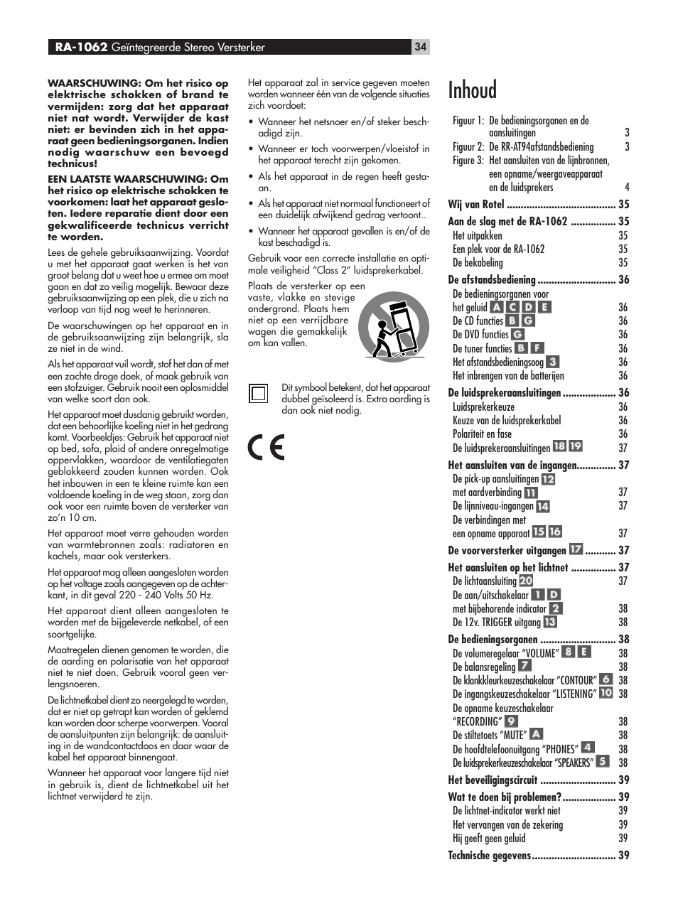 Inhoud | ROTEL RA-1062 User Manual | Page 34 / 54