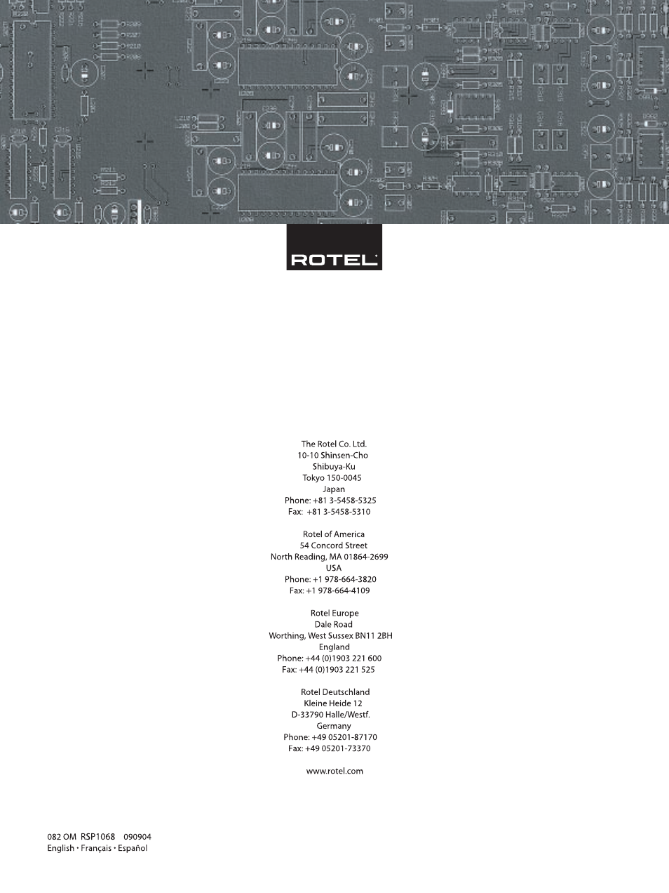 ROTEL RSP-1068 User Manual | Page 106 / 106